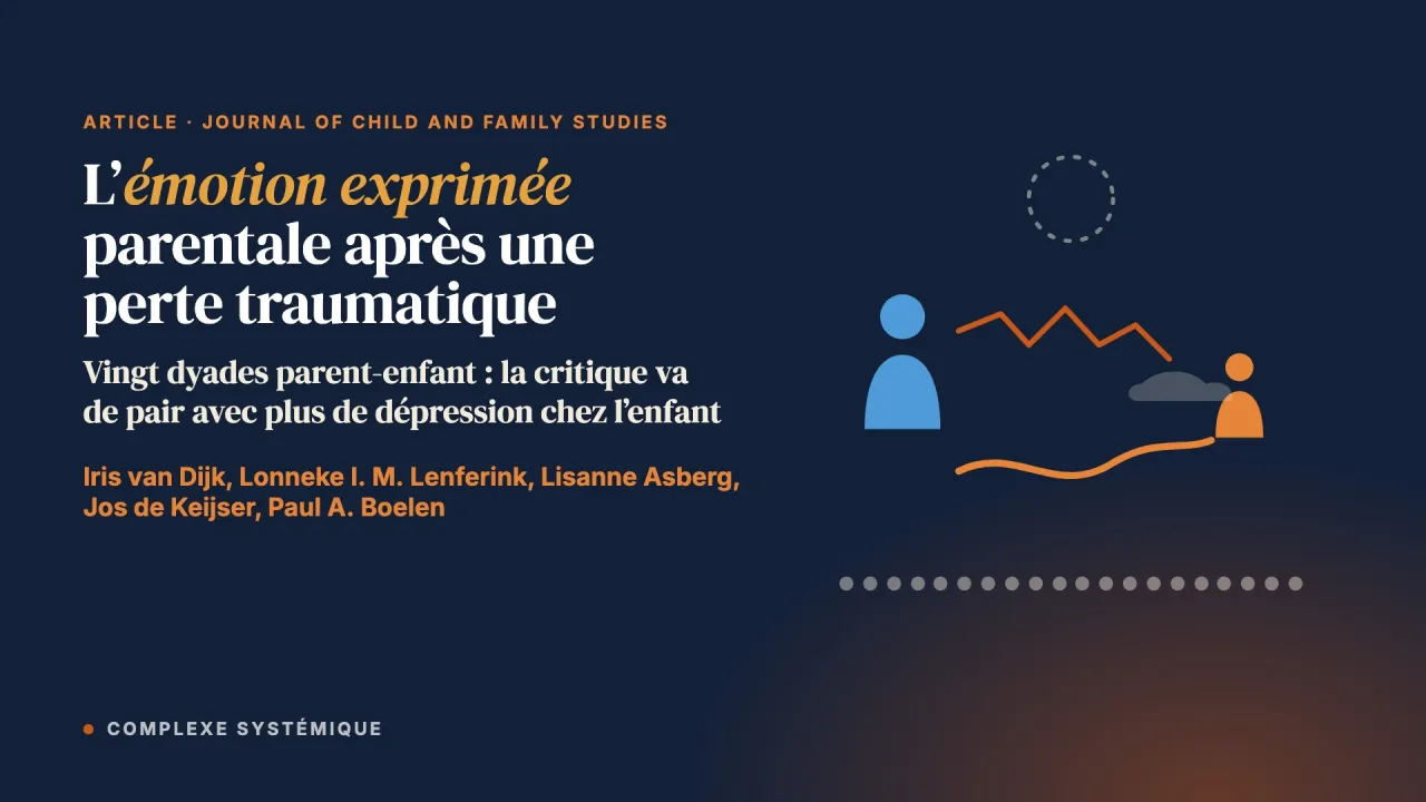 Le rôle de l’émotion exprimée parentale et des réponses parentales spécifiques à la perte dans le devenir des enfants après une perte traumatique : une étude observationnelle à méthodes mixtes