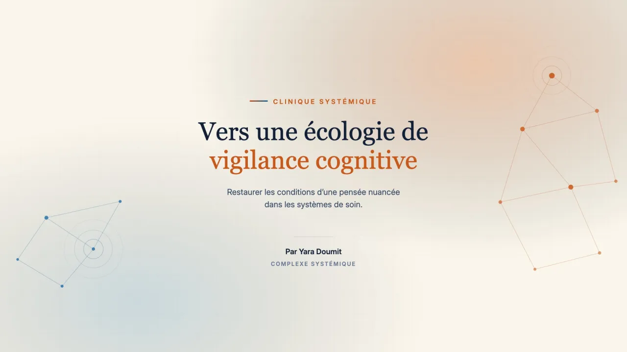 Vers une écologie de vigilance cognitive : restaurer les conditions d’une pensée nuancée dans les systèmes de soin
