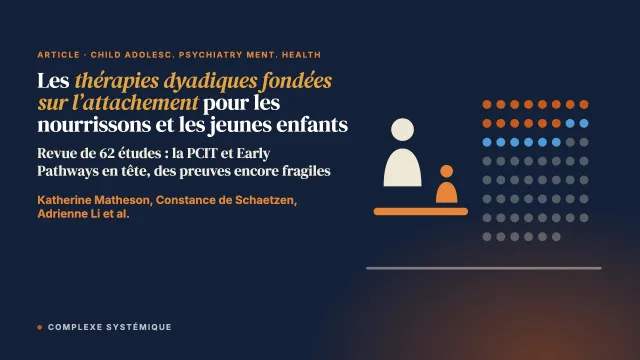 Les thérapies dyadiques fondées sur l’attachement pour les nourrissons et les jeunes enfants ayant des problèmes de santé mentale : une revue de portée