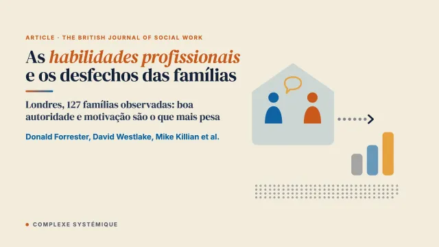 Qual a relação entre as habilidades profissionais e os desfechos das famílias no serviço social com crianças e famílias?