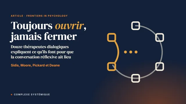 « Toujours ouvrir et ne jamais fermer » : comment les thérapeutes dialogiques comprennent et créent les conversations réflexives dans les réunions de réseau