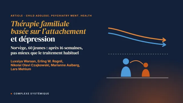 Efficacité de la thérapie familiale basée sur l’attachement comparée au traitement habituel pour la dépression à l’adolescence en centres publics de santé mentale