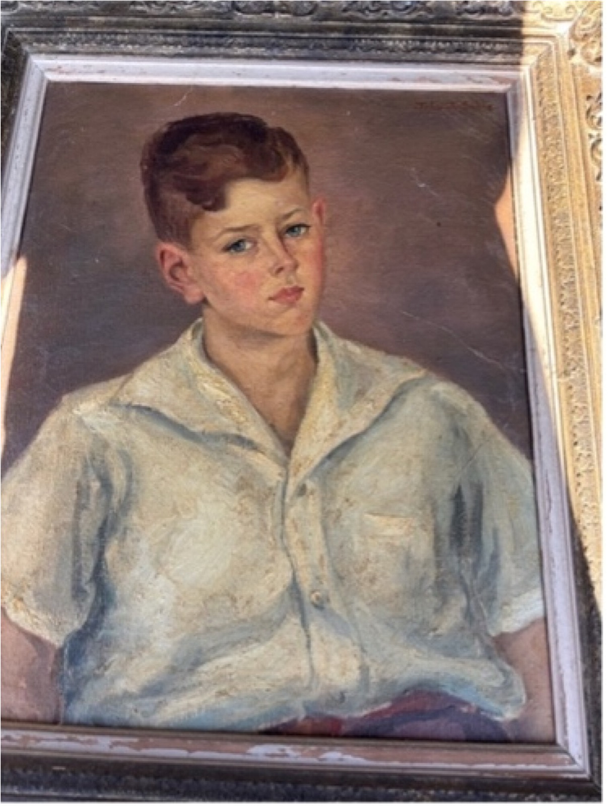 Portrait peint du père biologique de l'autrice enfant