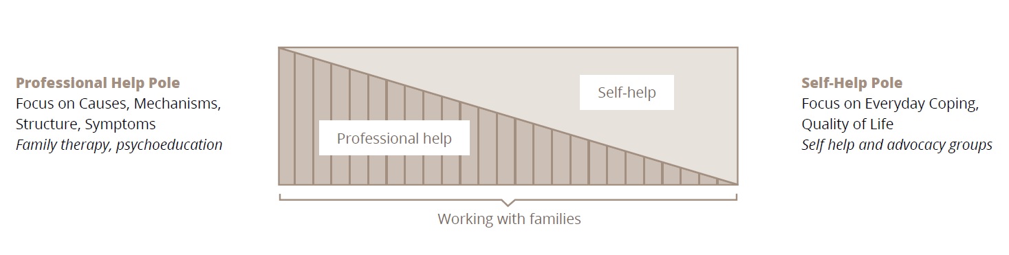 Arbeit mit Familien im Verhältnis zu professioneller Hilfe und Selbsthilfe